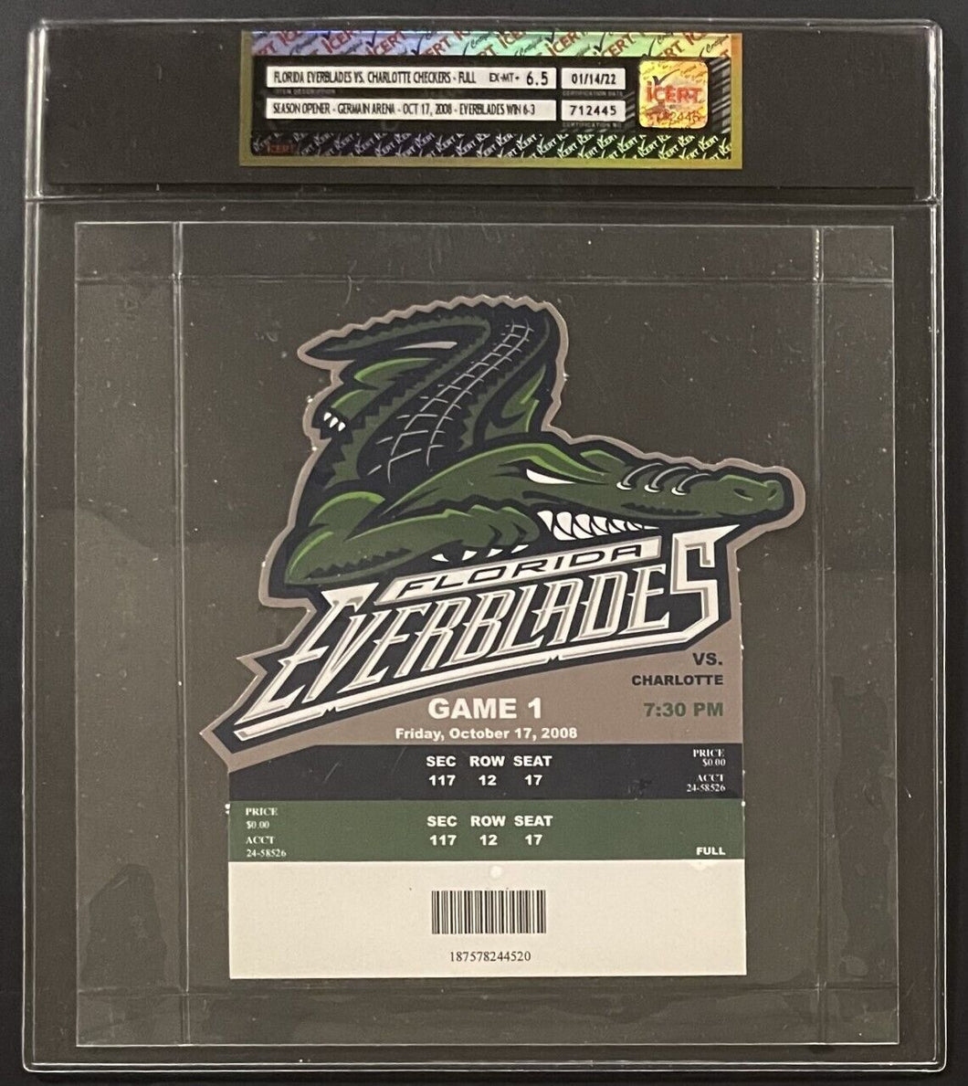 2008 ECHL Florida Everblades vs Charlotte Checkers Hockey Ticket Season Opener