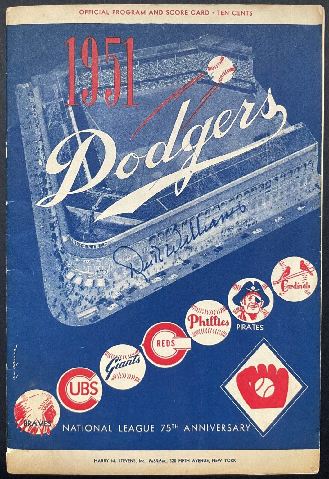 1951 Brooklyn Dodgers New York Yankees MLB Baseball Program Signed Dick Williams