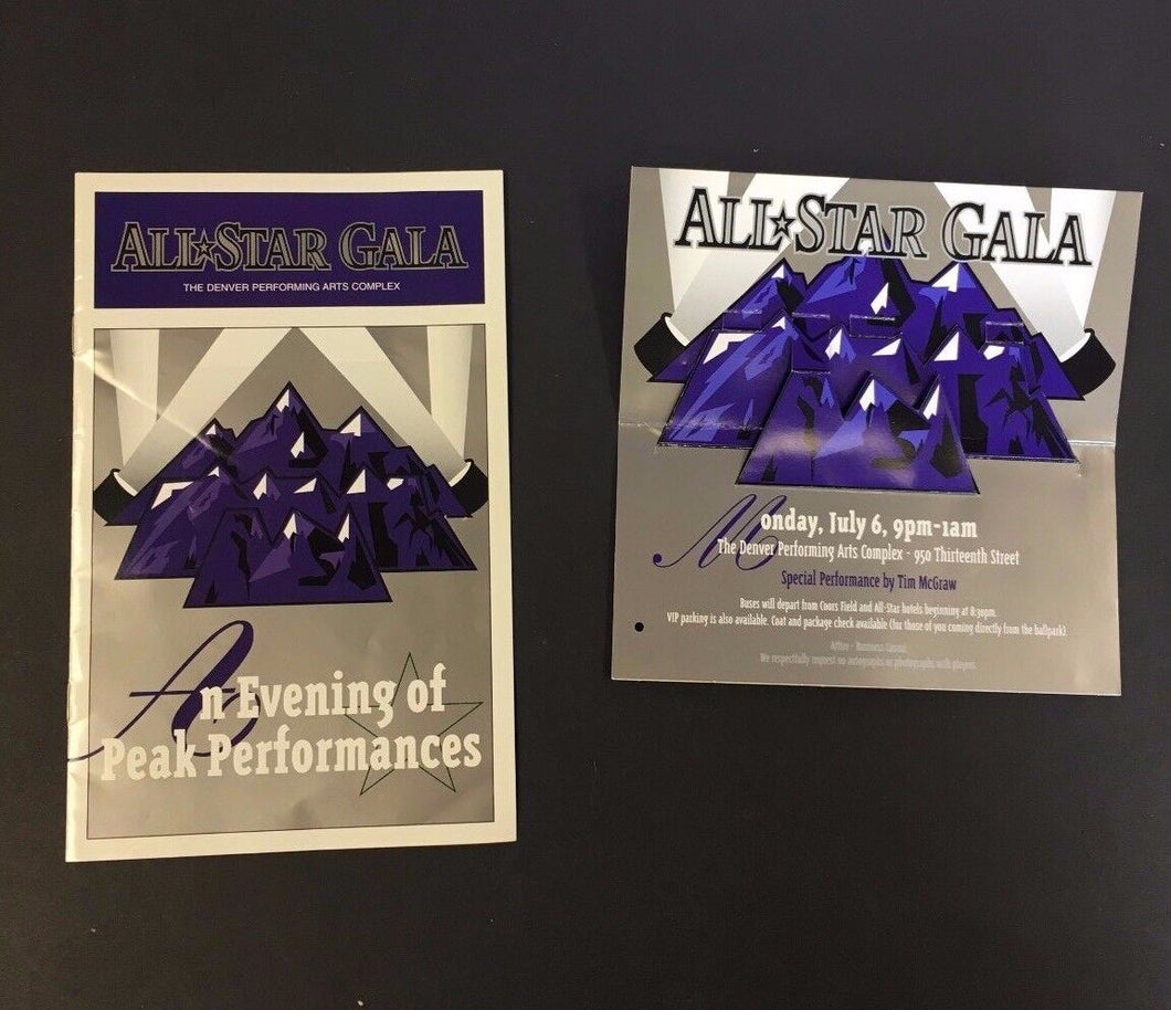 1998 MLB All Star Baseball Game Gala Invitation + Program With Menu Colorado