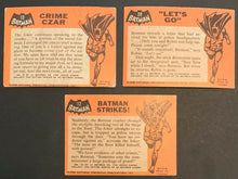 Load image into Gallery viewer, 1966 Topps Batman Black Bat Lot x3 Non Sports Trading Card #12 #10 #28
