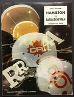 1970 CFL Football Program Saskatchewan v Hamilton Civic Stadium Vintage Sports