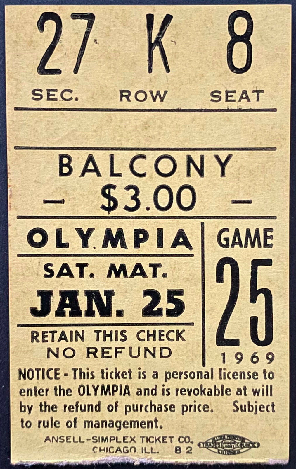 1968 Gordie Howe Milestone Ticket Stub + Program 1800 Playoff & Reg Season Pts