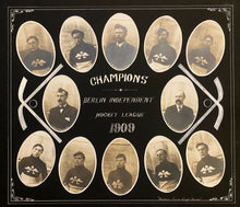 Load image into Gallery viewer, 1909 Berlin Ontario Champion Hockey Team Cabinet Master Studio Photo Vintage Old
