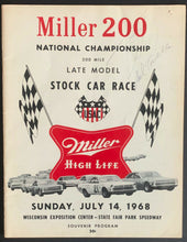 Load image into Gallery viewer, 1968 Miller 200 Late Model Stock Car Race Program Driver Saltovella Autographed
