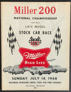 1968 Miller 200 Late Model Stock Car Race Program Driver Saltovella Autographed
