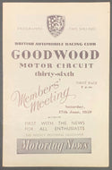 1959 British Automobile Racing Program @ Goodwood Motor Circuit Vintage