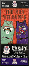 Load image into Gallery viewer, 1995 NBA Draft Ticket + Promo Card SkyDome Toronto Raptors Vancouver Grizzlies
