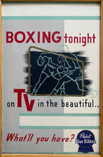 Load image into Gallery viewer, 1960 Pabst Blue Ribbon PBR Advertising Sign Promoting Brands Boxing Sponsorship
