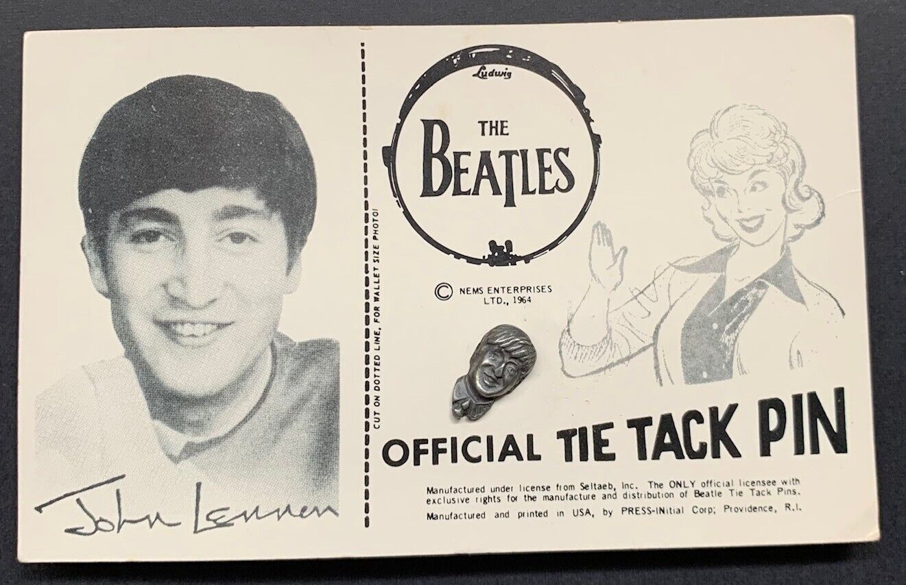 1964 The Beatles John Lennon Tie Tack Vintage Rock Music Pin