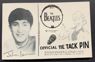 1964 The Beatles John Lennon Tie Tack Vintage Rock Music Pin Original Postcard