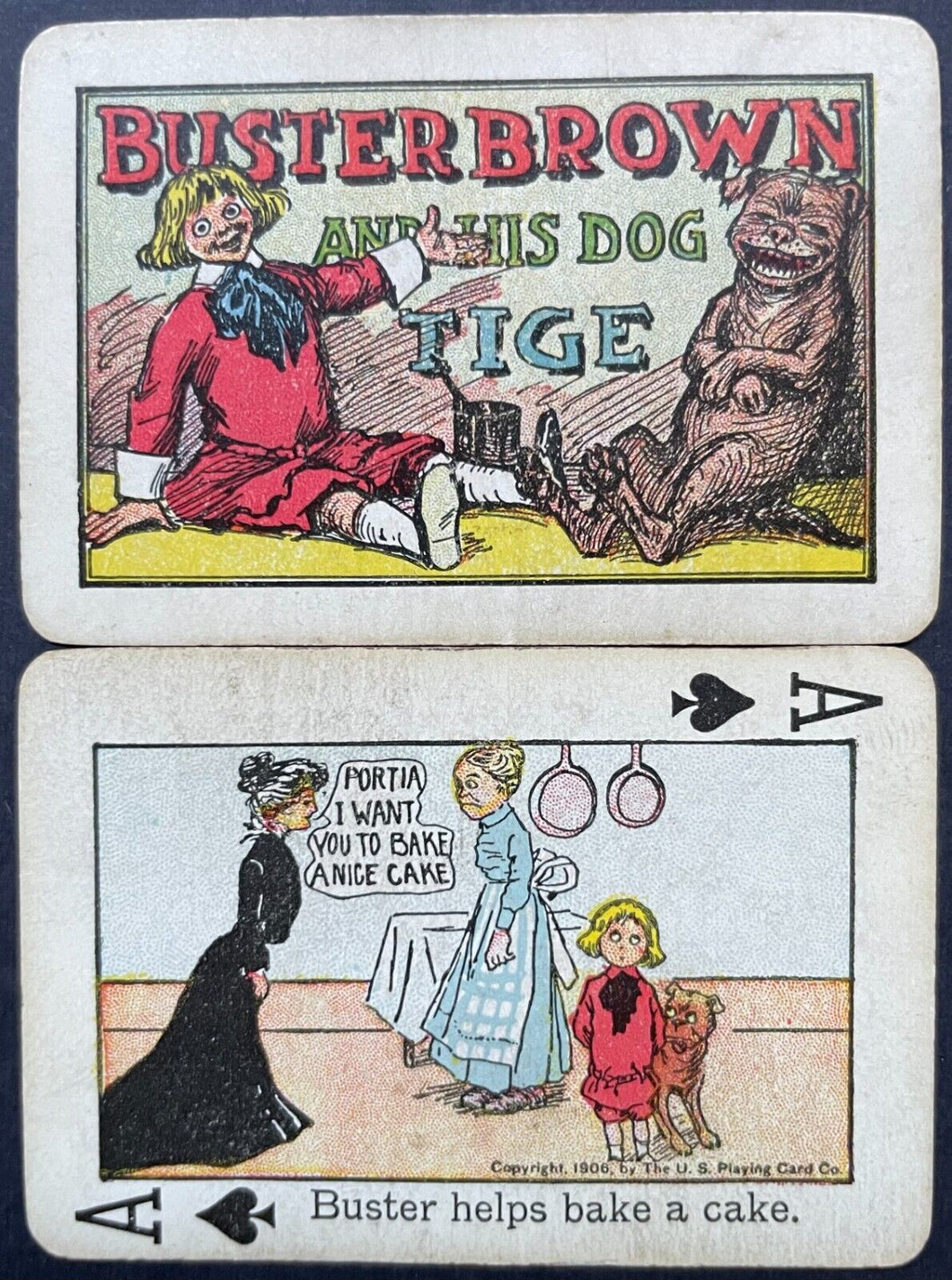 1906 Buster Brown and his Tige Playing Cards Full Deck 52 Cards Comics Vintage