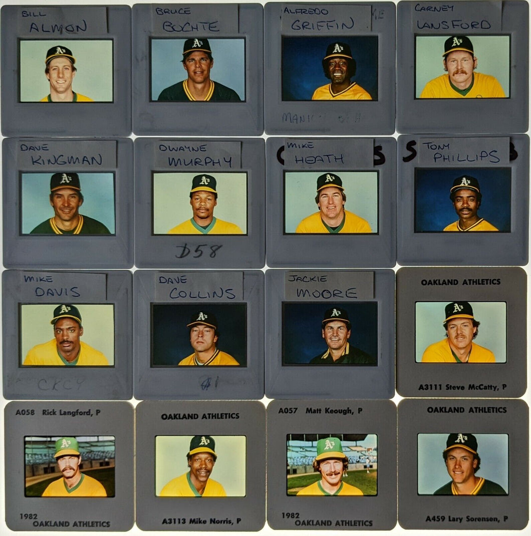 Oakland Athletics 16 Different 35mm Slides League Issued Vintage MLB Baseball