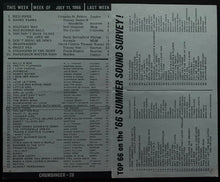 Load image into Gallery viewer, Vintage Chum Radio Music Chart Top 66 Rock Songs Sound Survey July 11 1966
