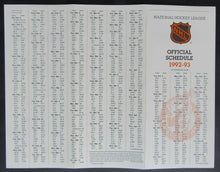 Load image into Gallery viewer, 1992 - 1993 Official NHL Hockey Schedule - Stanley Cup Vintage Sports Sked
