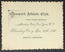 Load image into Gallery viewer, 1886 Deerpark Athletic Club 4th Annual Reception Invitation Moscow's Orchestra

