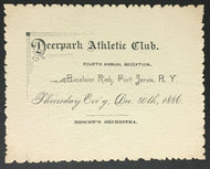 1886 Deerpark Athletic Club 4th Annual Reception Invitation Moscow's Orchestra