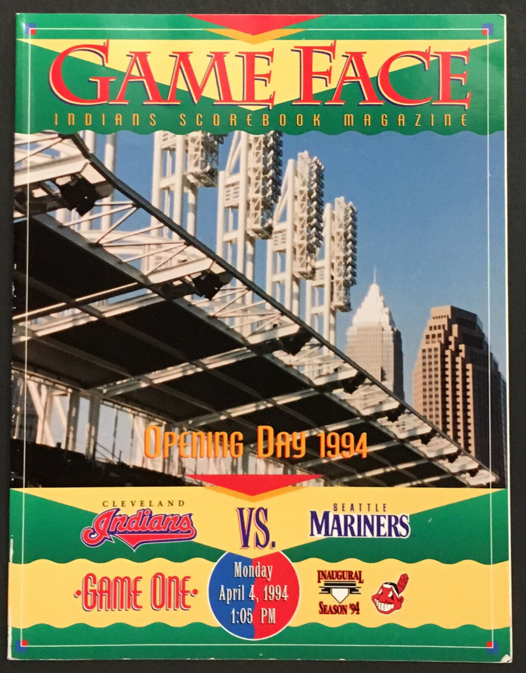 1994 Cleveland Indians Jacobs Field 1st Game Program MLB Baseball Vs Seattle