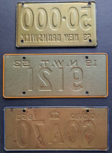 Load image into Gallery viewer, 1953 Wheaties Cereal Premiums Canadian Provincial Metal License Plates x3 ON NWT
