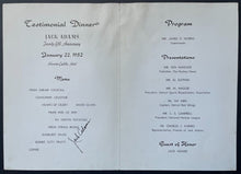 Load image into Gallery viewer, Jack Adams Signed 25th Anniversary Testimonial Dinner Program Autographed LOA
