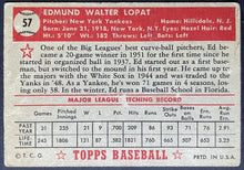 Load image into Gallery viewer, 1952 Topps Baseball Ed Lopat #57 New York Yankees Vintage MLB Card

