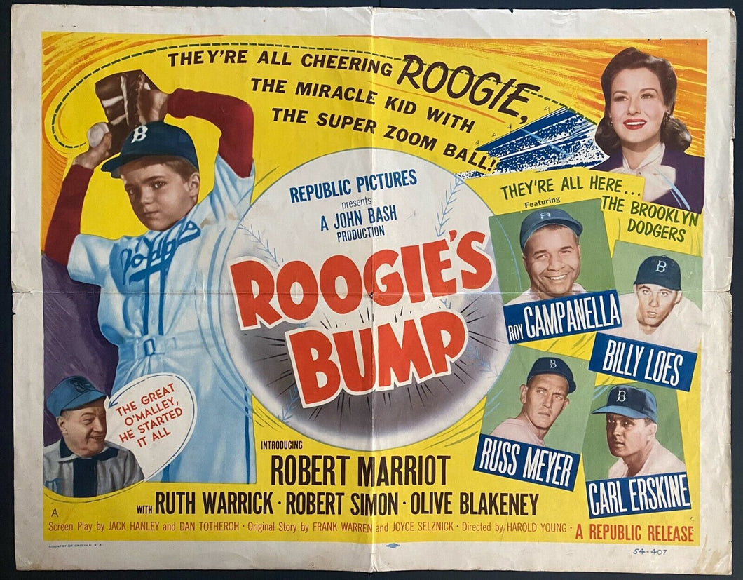 1954 Lobby Card Poster Roogie's Bump Brooklyn Dodgers Roy Campanella Baseball