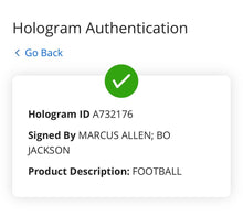 Load image into Gallery viewer, Bo Jackson Marcus Allen Oakland Raiders Signed Football Fanatics NFL HOF
