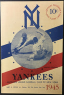 1945 Yankee Stadium Baseball Program New York Yankees vs Cleveland Indians Vtg