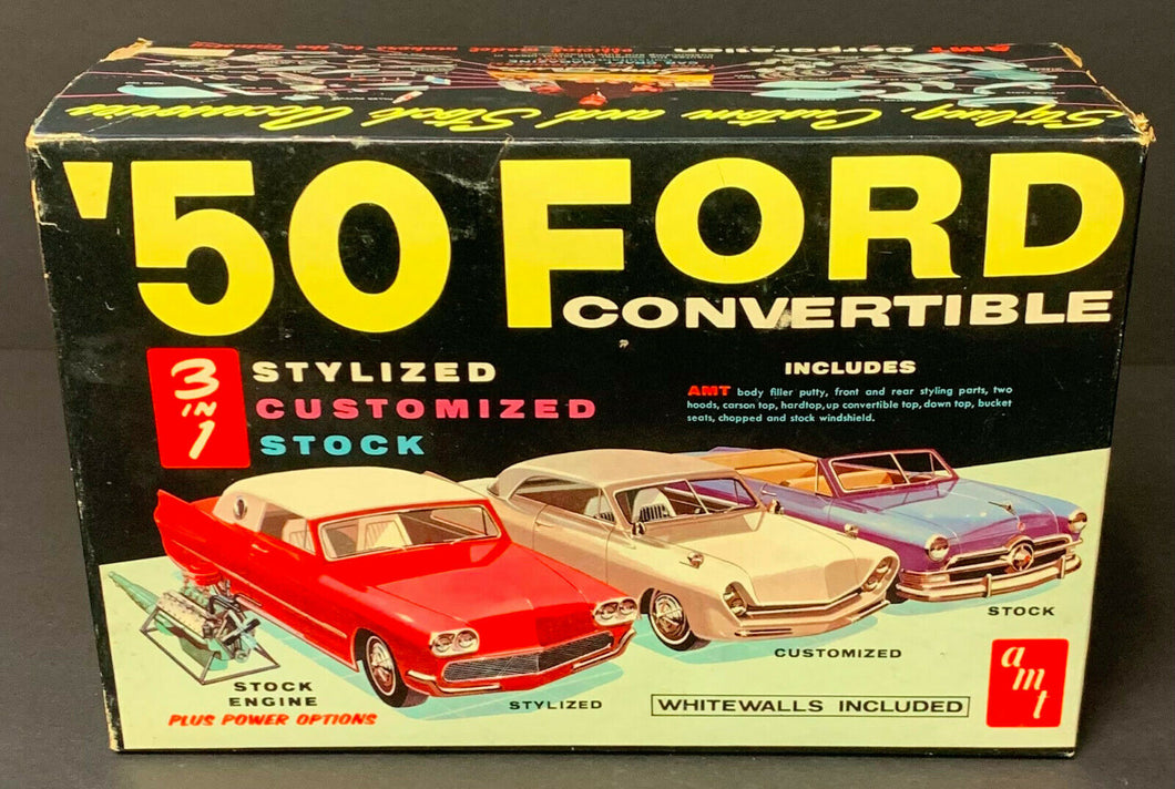 AMT 1950 Ford Convertible Scale 1:25 Model Car Kit Vintage Automobile ...