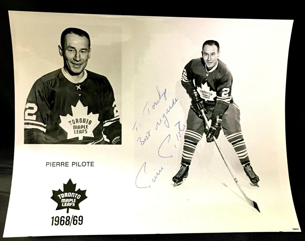 1968-69 Pierre Pilote Toronto Maple Leafs Autographed Photo NHL Team Issued JSA