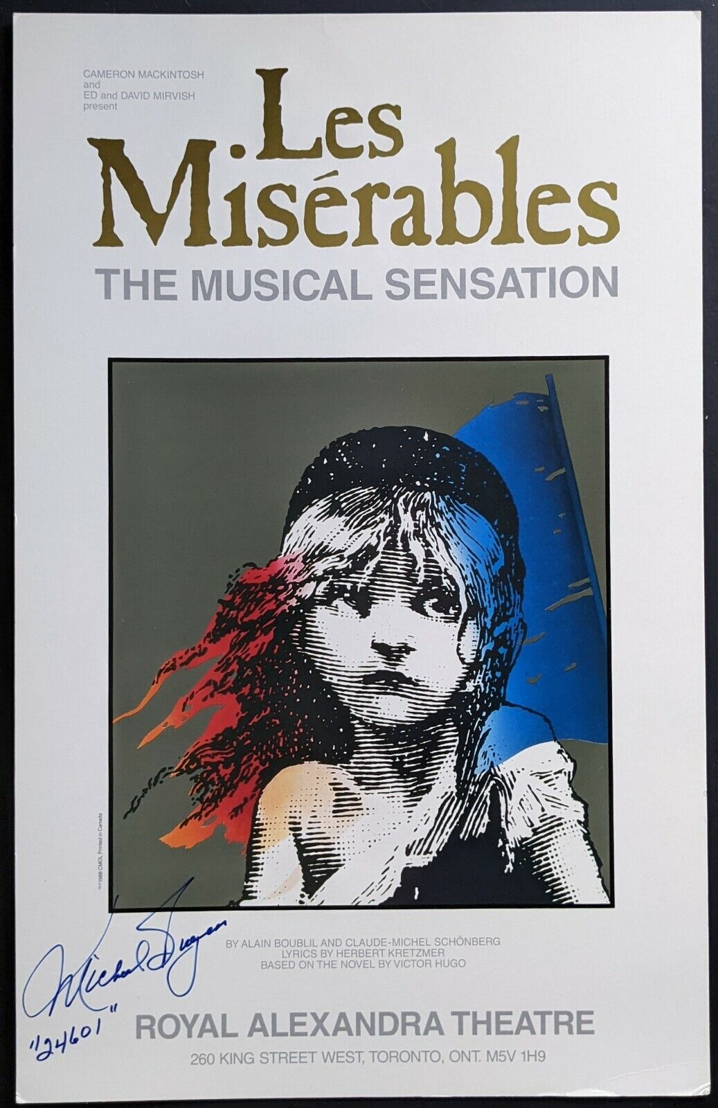 Les Miserables Poster Autographed Signed Michael Burgess Toronto Royal Alexandra