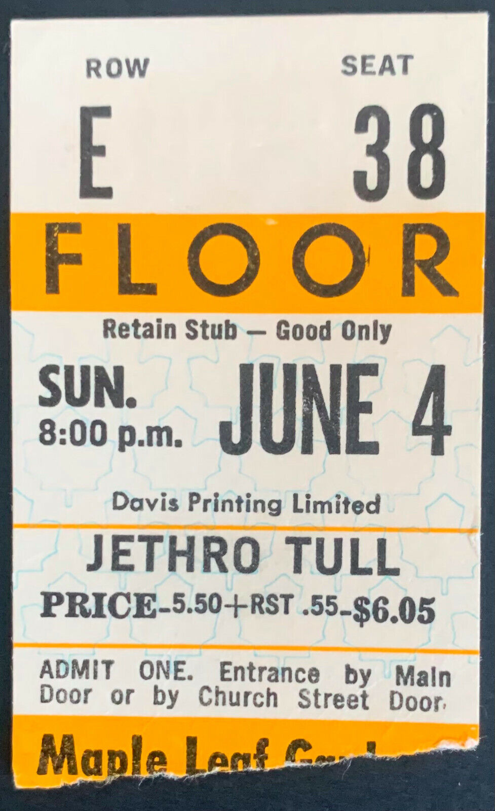 1972 Jethro Tull + Claire Hamill Maple Leaf Gardens VTG Concert Ticket Toronto