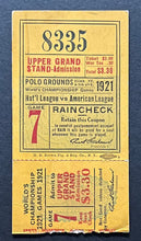 Load image into Gallery viewer, 1921 World Series Game 7 Ticket MLB Polo Grounds Giants v Yankees Babe Ruth Rare
