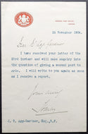 1904 Edward Stanley Original Signed Autographed Letter 17th Earl Of Derby