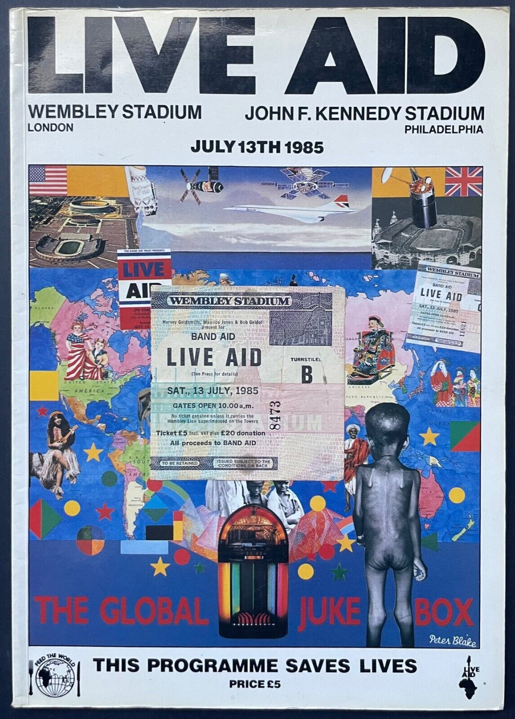 Live Aid Wembley Stadium Ticket Stub + Program Queen David Bowie Elton John VTG