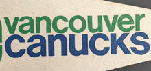 Load image into Gallery viewer, c1970 Vintage Full Size Vancouver Canucks Pennant w/ Attached Pin NHL Hockey
