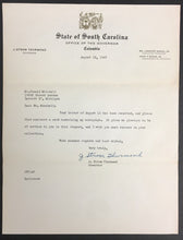Load image into Gallery viewer, 1947 Strom Thurmond Signed Letter State Of South Carolina Office Of Governor
