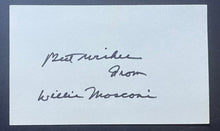 Load image into Gallery viewer, Willie Mosconi Pool Player Signed Autographed Index Card Inscribed Best Wishes
