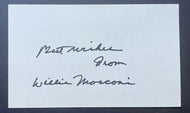 Willie Mosconi Pool Player Signed Autographed Index Card Inscribed Best Wishes