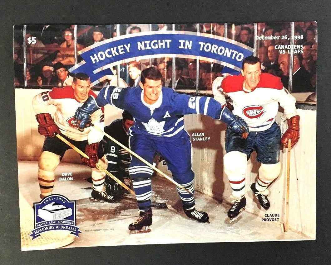 1998 NHL Program Toronto Maple Leafs vs Montreal Canadiens Last Visit To Gardens