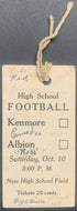 1925 Kenmore New York High School vs Albion Football Ticket Vintage Sports