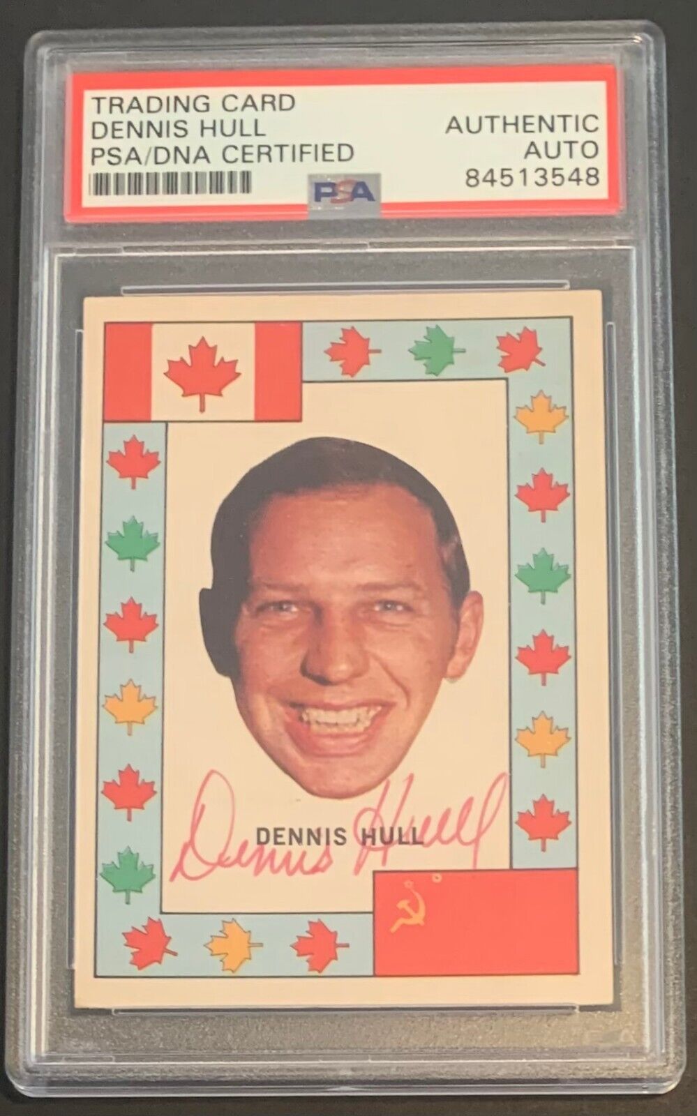 1972-73 O-Pee-Chee Hockey Team Canada Dennis Hull Signed Card Auto PSA/DNA