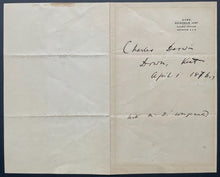 Load image into Gallery viewer, 1876 Charles Darwin Signed Note Personal Letterhead Autographed Rare JSA LOA
