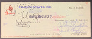 1968 Atlanta Braves MLB Baseball Cheque Signed Check Radio Advertising