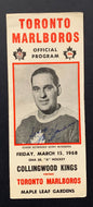 Gerry McNamara Autographed Maple Leaf Gardens Program Toronto Marlboros OHA VTG
