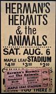 1966 Herman's Hermits Concert Ticket + CHUM Chart Maple Leaf Stadium Music VTG