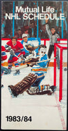 1983-84 NHL Hockey Schedule Mutual Life Sponsored Vintage Sked Leafs Canadiens