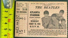 Load image into Gallery viewer, Aug 18 1965 The Beatles Concert Ticket Stub Atlanta Stadium Georgia Vintage Rare
