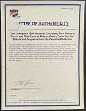 Load image into Gallery viewer, 1996 Montreal Forum Final Game Ticket + Ronald Corey Personal Letter Signed LOA
