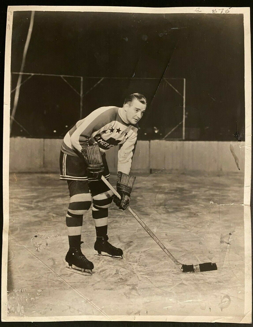 1938 NHL Hockey Vintage Photo New York Americans Hall of Famer Nels Stewart LOA