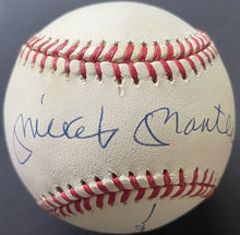 Load image into Gallery viewer, Mickey Mantle + Reggie Jackson Dual Signed Autographed Baseball Yankees JSA LOA

